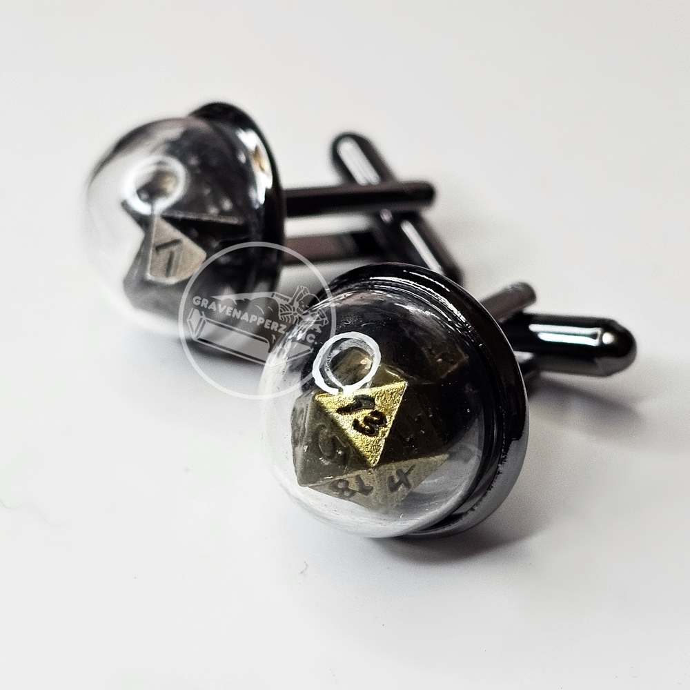 Handmade Polyhedron Dice Cufflinks Shakeable Customizable D&D MtG FAST Delivery!